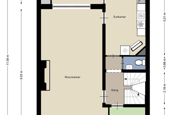 Cette charmante maison est située dans un environnement calme et rural à Machelen et offre beaucoup d'intimité et d'espace.
La maison comprend quatre étages et est agencée comme suit :

Sous-sol : Vous y trouverez le hall d'entrée avec escalier mena